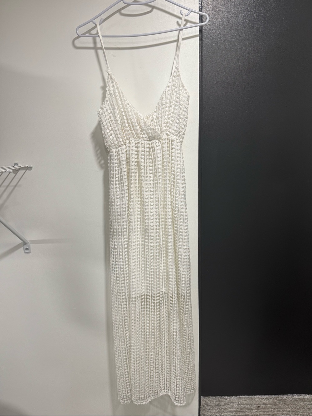 White Crochet Maxi Dress with Spaghetti Straps
